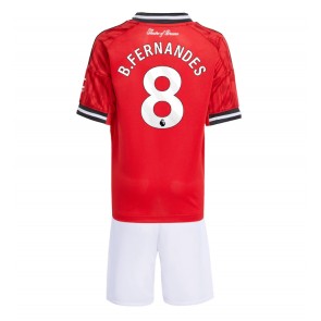 Manchester United Bruno Fernandes #8 Replika Hemmatröja Barn 2025-26 Kortärmad (+ Korta byxor)